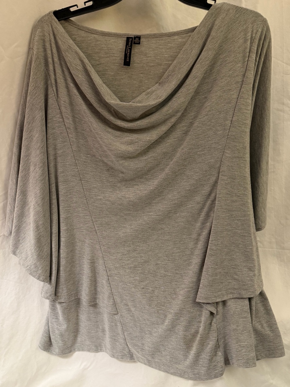 Susan Lawrence Dolman sleeve cowl neck gray top size 2x